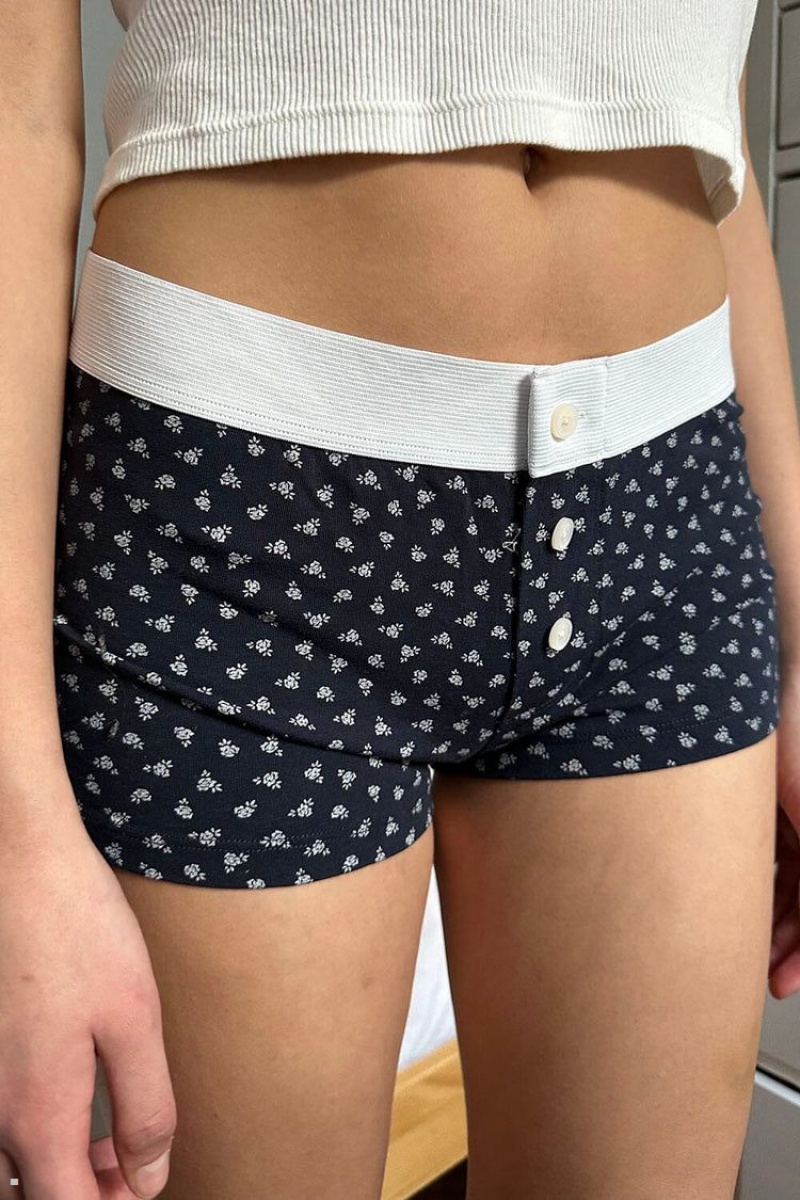 Sous Vêtement Brandy Melville Boyshort Floral Bleu Marine | ANB-12264773